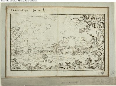 Rural Crossroads, with Farm Buildings in Foreground by Carlo Antonio Tavella