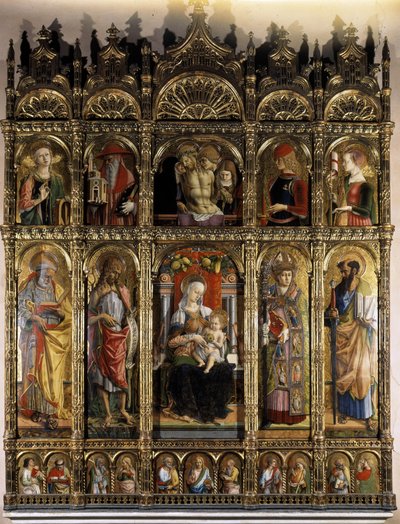 Polyptych Showing a Pieta, and the Lower Part a Madonna with Child by Carlo Crivelli