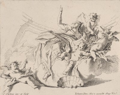 Wealth, represented by a woman seated on clouds and surrounded by putti, 1725-75 by Carlo Innocenzo Carloni