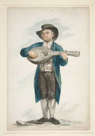 Claudi, the Blind Lute Player and Singer. From the series of twelve Florentine Street Characters. by Carlo Lasinio