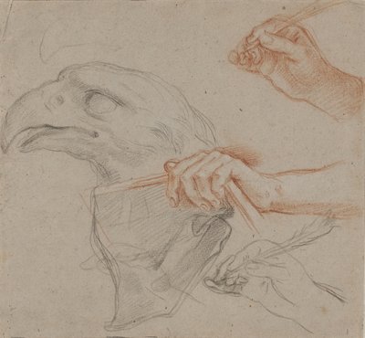 Study for an Eagle’s Head, Three Studies for a Hand with a Quill, and One Study for a Hand Holding a Book by Carlo Maratti