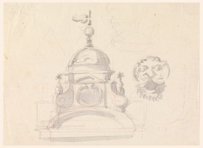 Elevation of a Dome, Design for a Mask, and Caricature by Carlo Marchionni