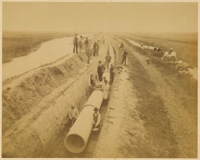 Aqueduct of Venice (new conduit). Embankment construction site by Carlo Naya