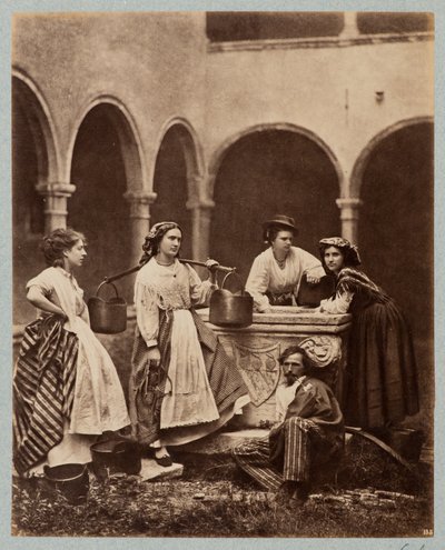Figures at the Well, Cloister of San Giobbe, Venice by Carlo Naya