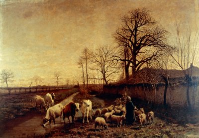 Animals Being Driven to Water by Carlo Pittara