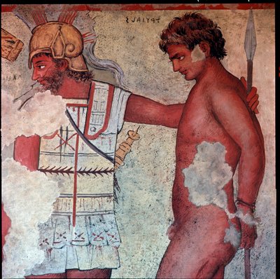 Representation of the sacrifice of Trojan prisoners in tribute to Patroclus (reproduction) by Carlo Ruspi