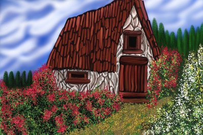 Rustic Cabin in Spring by Carol Sousa Cuello