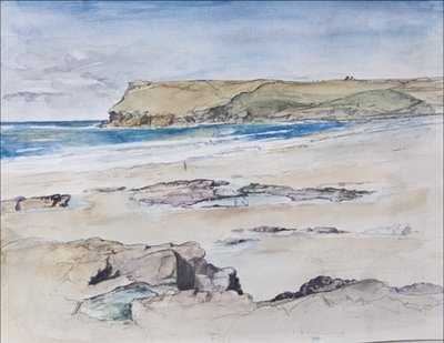 Polzeath and Pentire Head, 2007 by Caroline Hervey Bathurst