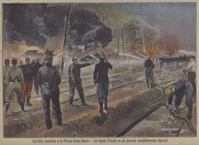 Destruction of an Oil and Petrol Depot in a Fire at La Plaine-Saint-Denis, Paris by Carrey