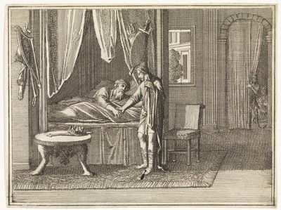 David, on his deathbed, gives his last admonitions to Solomon by Caspar Luyken