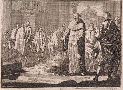 Saint Bernard Contemplates an Open Grave by Caspar Luyken