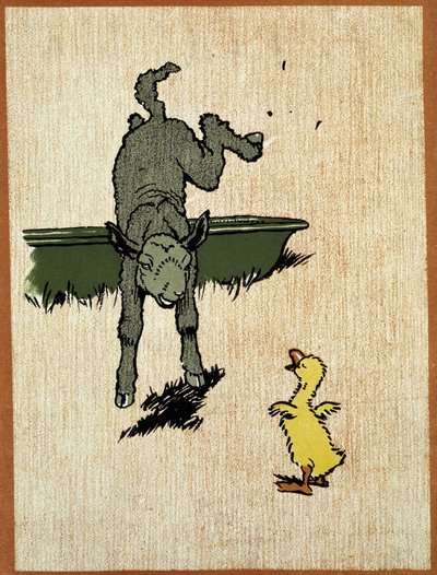 Black lamb and duckling - drawing by Cecil Aldin by Cecil Charles Windsor Aldin