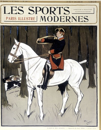Hunting (A Man on Horseback Encouraging Dogs) Cover Modern Sports 02/1906 by Cecil Charles Windsor Aldin