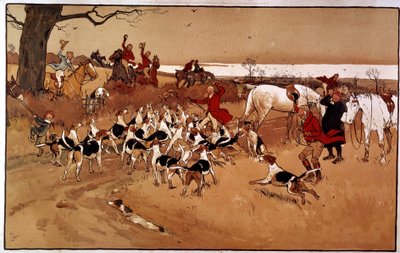 Hunting scene: shooting. Engraving by Cecil Aldin by Cecil Charles Windsor Aldin