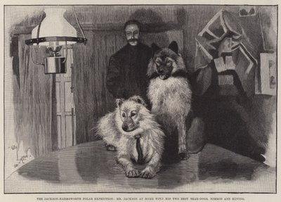 The Jackson-Harmsworth Polar Expedition, Mr Jackson at Home with his Two Best Bear-Dogs, Nimrod and Raving by Cecil Charles Windsor Aldin