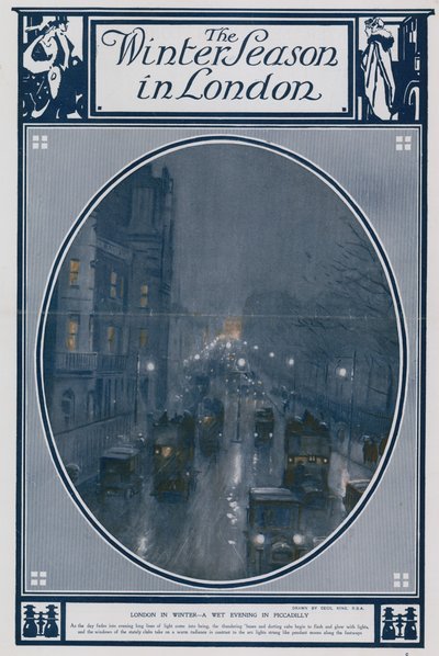 London in Winter - a wet evening in Piccadilly by Cecil King