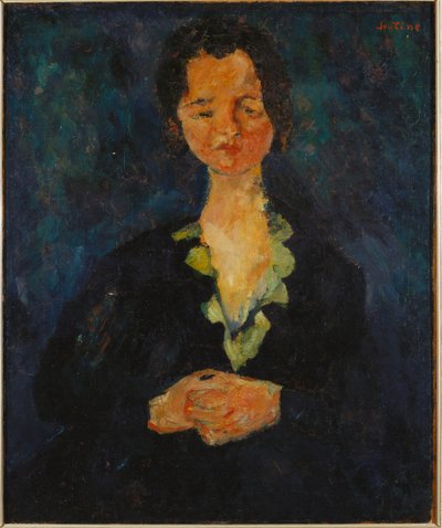 Portrait of a Woman with a Blue Background by Chaim Soutine
