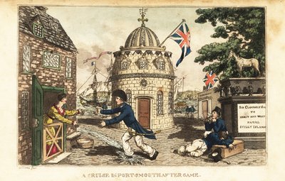 Johnny Newcome on Shore Leave Visiting Poll Raffle, a Prostitute, in Prospect Row by Charles (c.1797 1850) (after) Williams