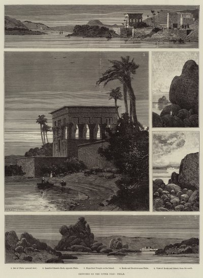 Sketches on the Upper Nile, Philae by Charles Auguste Loye