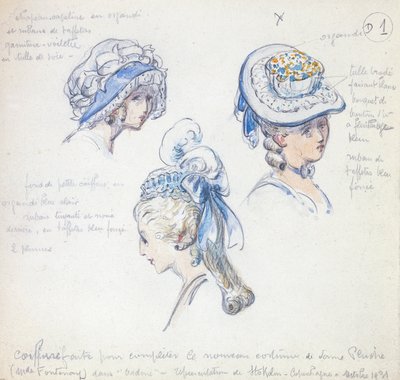 Hairstyles and headgear, for role of Camille in performance of Don