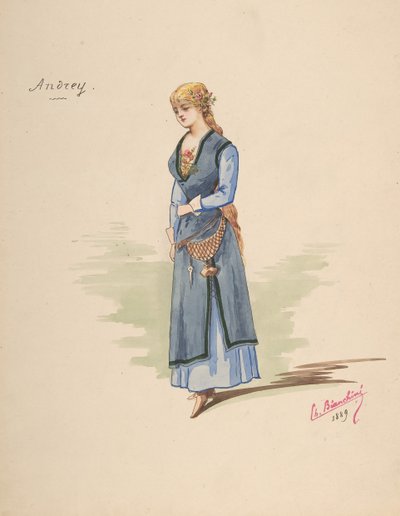 Costume Design for Andrey [a], Descriptive Sheet of Accessories [b], 1889 by Charles Bianchini