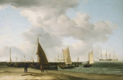 Scene on the Shore, with a War Building on the Horizon by Charles Brooking