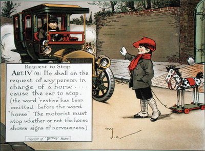 Request to Stop. Art. IV (6) He shall on the request of any person in charge of a horse...cause the car to stop (the word 