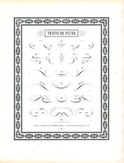 Calligraphic Pen Flourishes - Traits de Plume by Charles Derriey