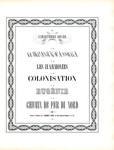 Decorative Typefaces with Chain-like Ornamental Frame by Charles Derriey
