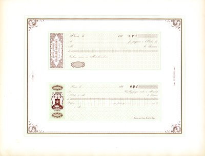 Sample Templates for Elegant Bills of Exchange on Green Background by Charles Derriey