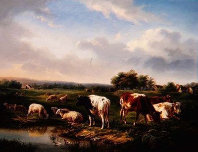 Cattle and Sheep in a Landscape by Charles Desan