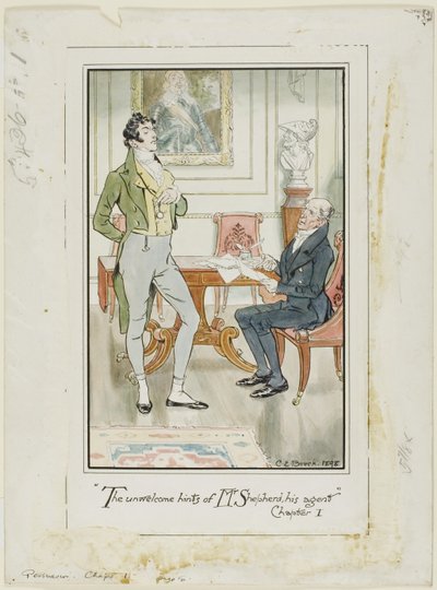 "The unwelcome hints of Mr. Shepherd, his Agent," Chapter I frontispiece for Jane Austen