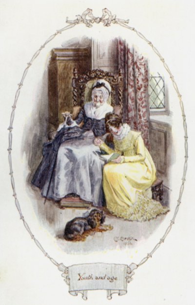 Youth and age (colour litho) by Charles Edmund Brock