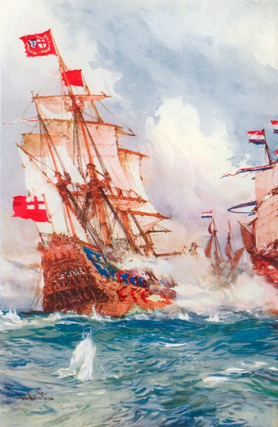 When Blake Swept the Seas: A Battle between Admiral Blake and Van Tromp by Charles Edward (after) Dixon