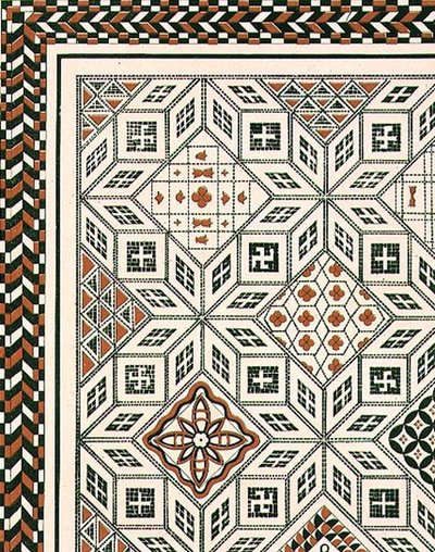 Design of a mosaic pavement discovered at Nimes, probably 2nd or 3rd century, pub. by Day & Son by Charles Felix Marie (after) Texier