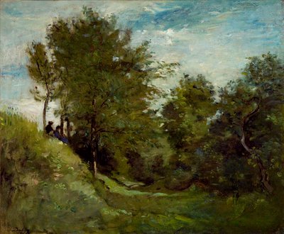 Landscape with Figures seated on a Bank by Charles Francois Daubigny