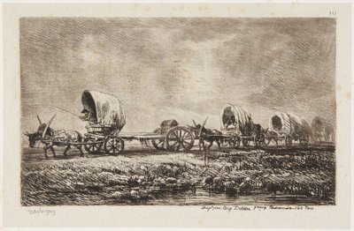 The Wagons (Delteil 76) by Charles Francois Daubigny