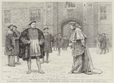 Cardinal Wolsey surrendering Hampton Court Palace to King Henry VIII by Charles Green