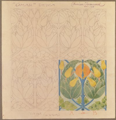 Omar, Design for a Silk & Wool Doublecloth, 1898 by Charles Harrison Townsend
