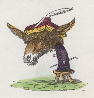 Donkey standing on a stool by Charles Henry (after) Bennett