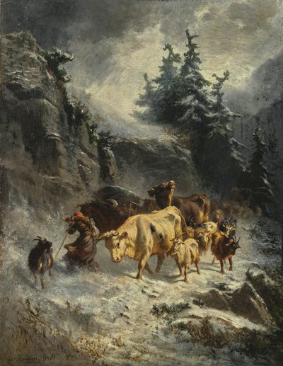 Herd in a Snowstorm by Charles Humbert