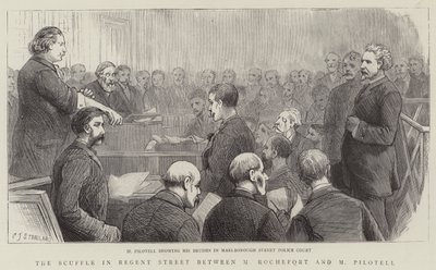 The Scuffle in Regent Street between M Rochefort and M Pilotell by Charles J. Staniland
