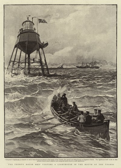 The Trinity House Ship Visiting a Lighthouse in the Mouth of the Thames by Charles J. Staniland