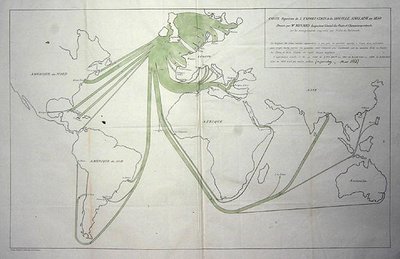Map showing the export of coal from the British Isles in 1850 by Charles Joseph Minard