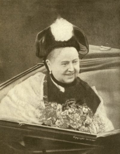 Queen Victoria smiling, having just accepted a bouquet of flowers, Isle of Wight by Charles Knight
