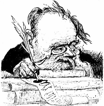 Portrait of Emile Zola Writing, Image in Le Rire by Charles Leandre