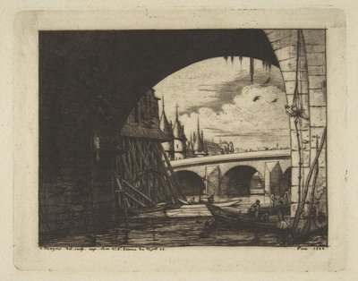 Archway, Pont Notre-Dame, Paris, from "Etchings of Paris" by Charles Meryon