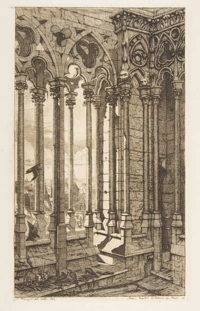 Gallery, Notre-Dame Cathedral, Paris by Charles Meryon