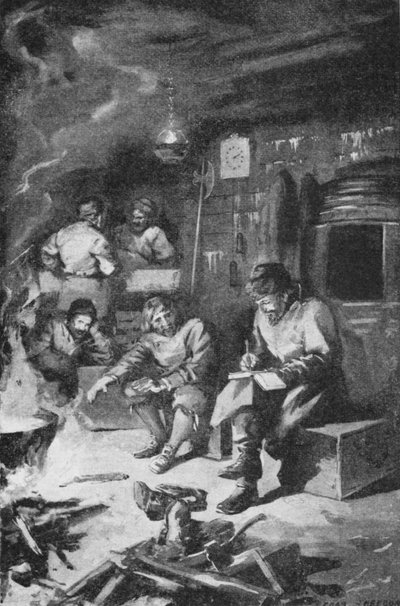 William Barents Writing His Diary While Spending the Winter in a Hut on Nova Zembla by Charles Mills (after) Sheldon