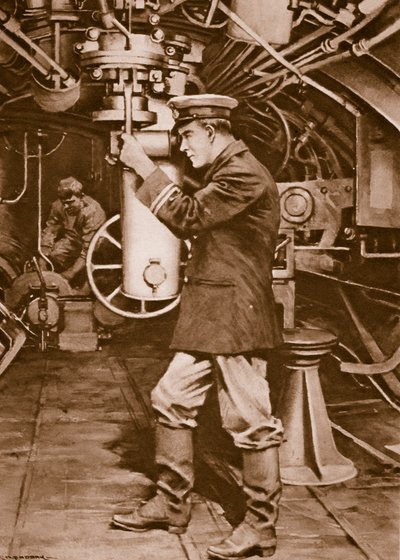 British Submarine Officer Examining the Periscope by Charles Murray Padday